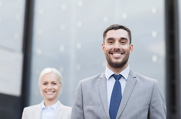 Image showing close up of smiling businessmen