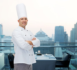 Image showing happy male chef cook with crossed hands