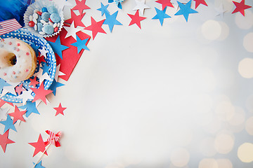 Image showing donut with candies and stars on independence day