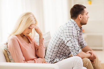 Image showing unhappy couple having argument at home