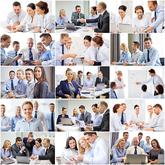 Image showing collage with many business people in office