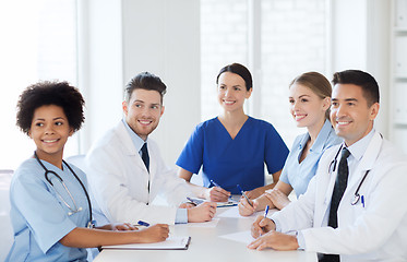 Image showing group of happy doctors meeting at hospital office