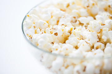 Image showing close up of popcorn in glass bowl