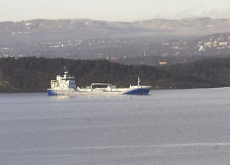 Image showing Cargo boat at the Oslo fjord.