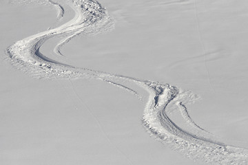 Image showing Ski tracks in the snow