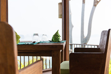 Image showing close up of table setting at restaurant in asia