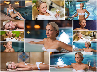 Image showing beautiful young woman relaxing at luxury spa