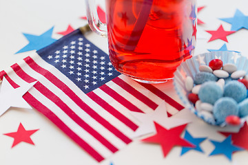 Image showing juice glass and american flag on independence day