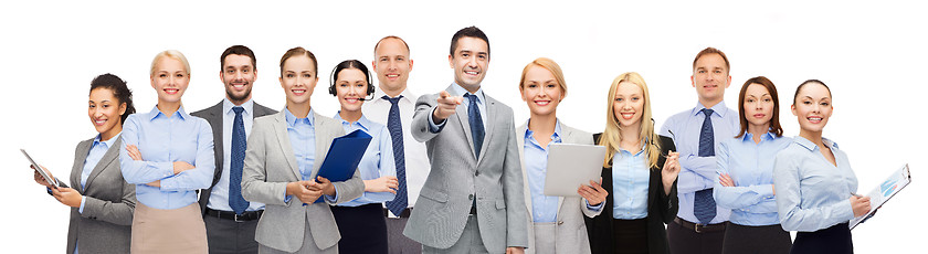 Image showing group of happy business people pointing at you