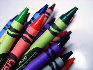 Image showing Bunch of colorful crayons