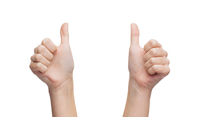 Image showing woman hands showing thumbs up