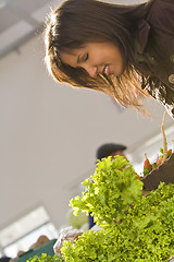 Image showing Woman buying salad