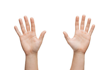 Image showing two man hands waving hands