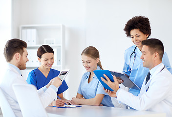 Image showing group of happy doctors meeting at hospital office