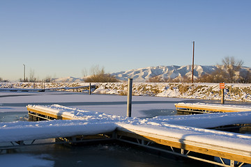 Image showing Docks on the Frozen Lake