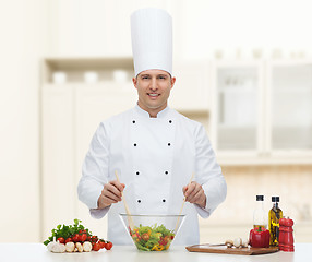 Image showing happy male chef cook cooking food