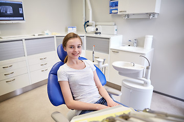 Image showing happy patient girl at dental clinic office