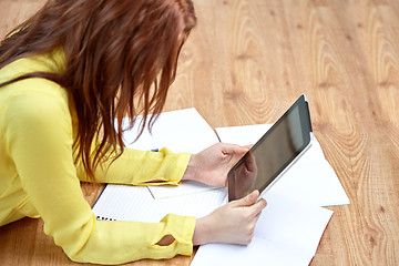 Image showing close up of female hands with tablet pc