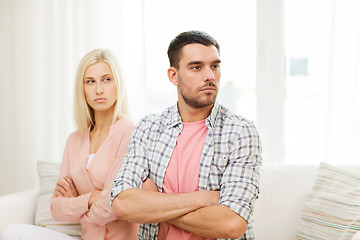 Image showing unhappy couple having argument at home