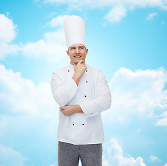 Image showing happy male chef cook thinking