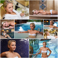 Image showing beautiful young woman relaxing at luxury spa