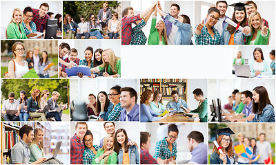 Image showing collage with many pictures of college students