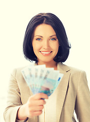 Image showing lovely woman with euro cash money