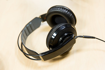 Image showing headphones at recording studio or radio station