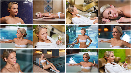 Image showing beautiful young woman relaxing at luxury spa