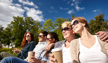 Image showing group of students or teenagers drinking coffee