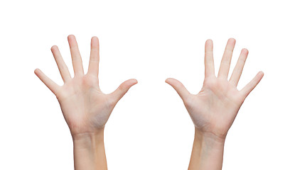 Image showing two woman hands waving hands