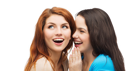 Image showing one girl telling another secret