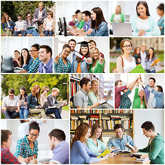 Image showing collage with many pictures of college students