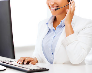 Image showing african female helpline operator