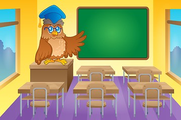 Image showing Classroom with owl teacher