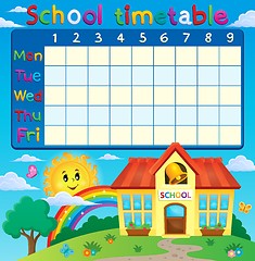 Image showing School timetable with school building