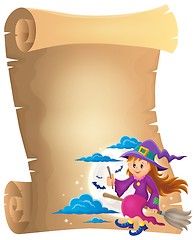 Image showing Parchment with cute witch theme 1