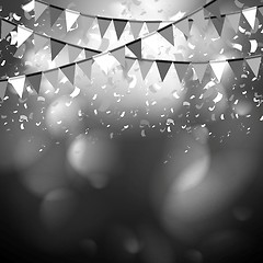 Image showing Party flags celebrate abstract background with confetti