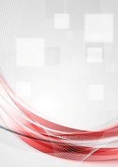 Image showing Abstract grey tech background with red waves