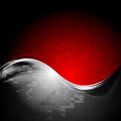 Image showing Dark red and black wavy tech background