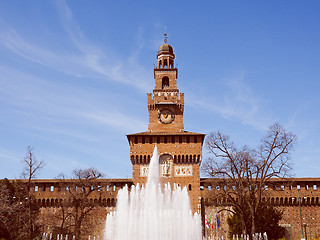 Image showing Retro look Castello Sforzesco Milan