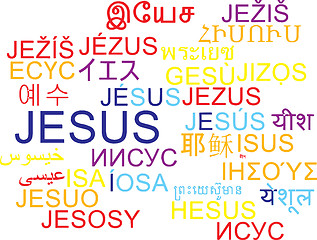 Image showing Jesus multilanguage wordcloud background concept