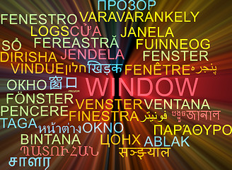 Image showing Window multilanguage wordcloud background concept glowing