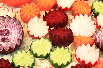 Image showing vegetable decoration from cucumber, carrot