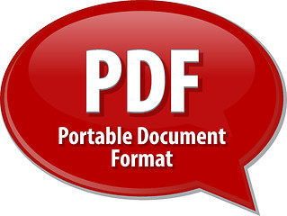 Image showing PDF acronym definition speech bubble illustration