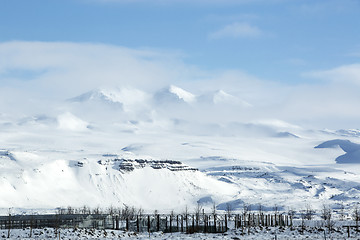 Image showing Snowy mountain landscape in Iceland