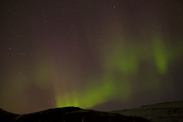 Image showing Different colors of northern lights in Iceland