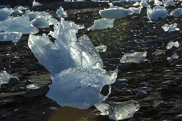 Image showing Ice floes at glacier lagoon Jokulsarlon in the evening sun