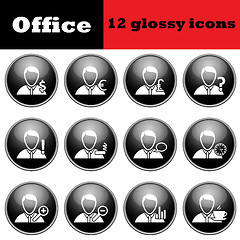 Image showing Set of business people glossy icons