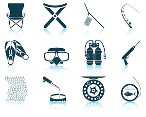 Image showing Set of fishing icons